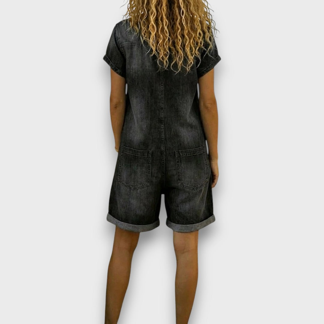 Joana | Peto corto de algodón con efecto denim vintage