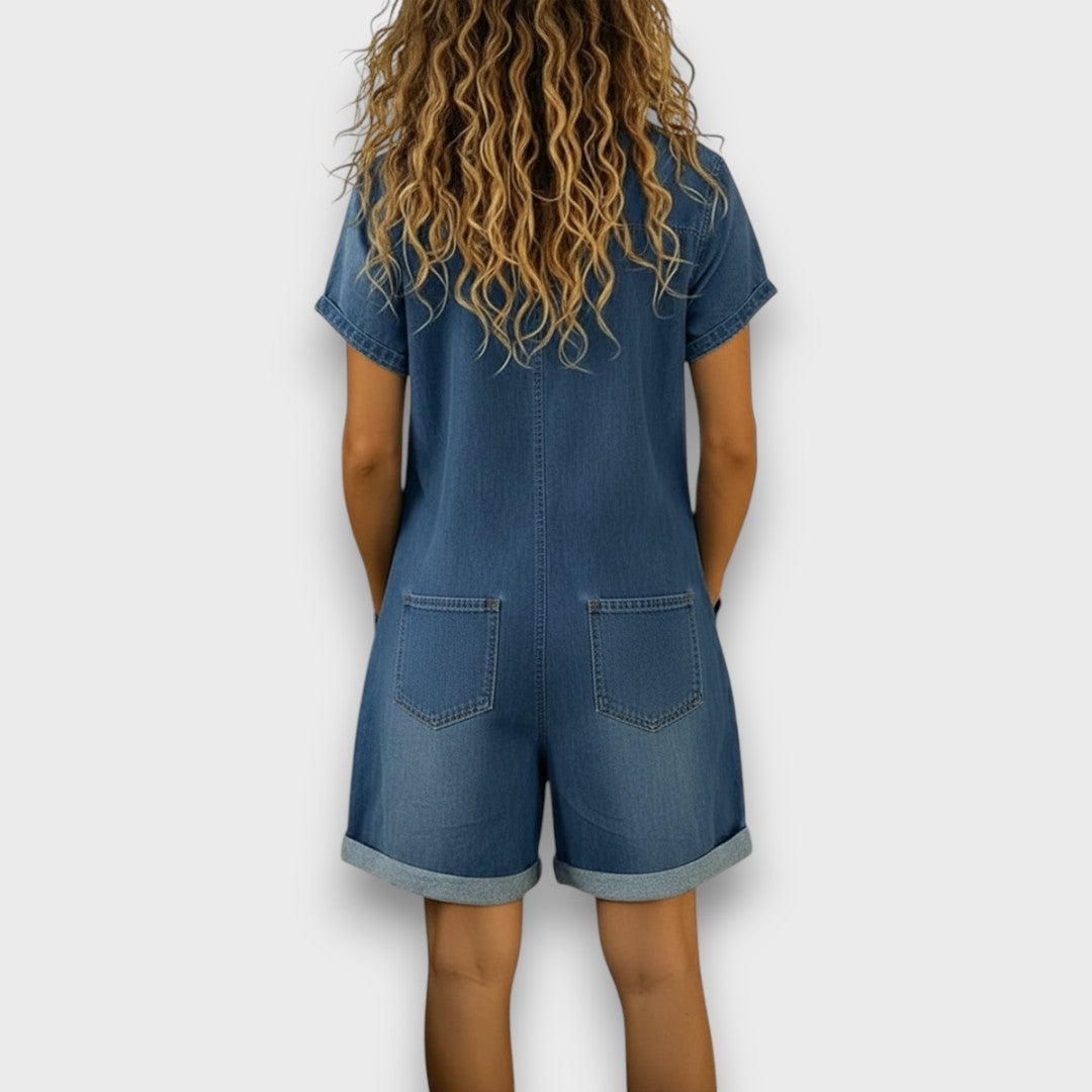 Joana | Peto corto de algodón con efecto denim vintage